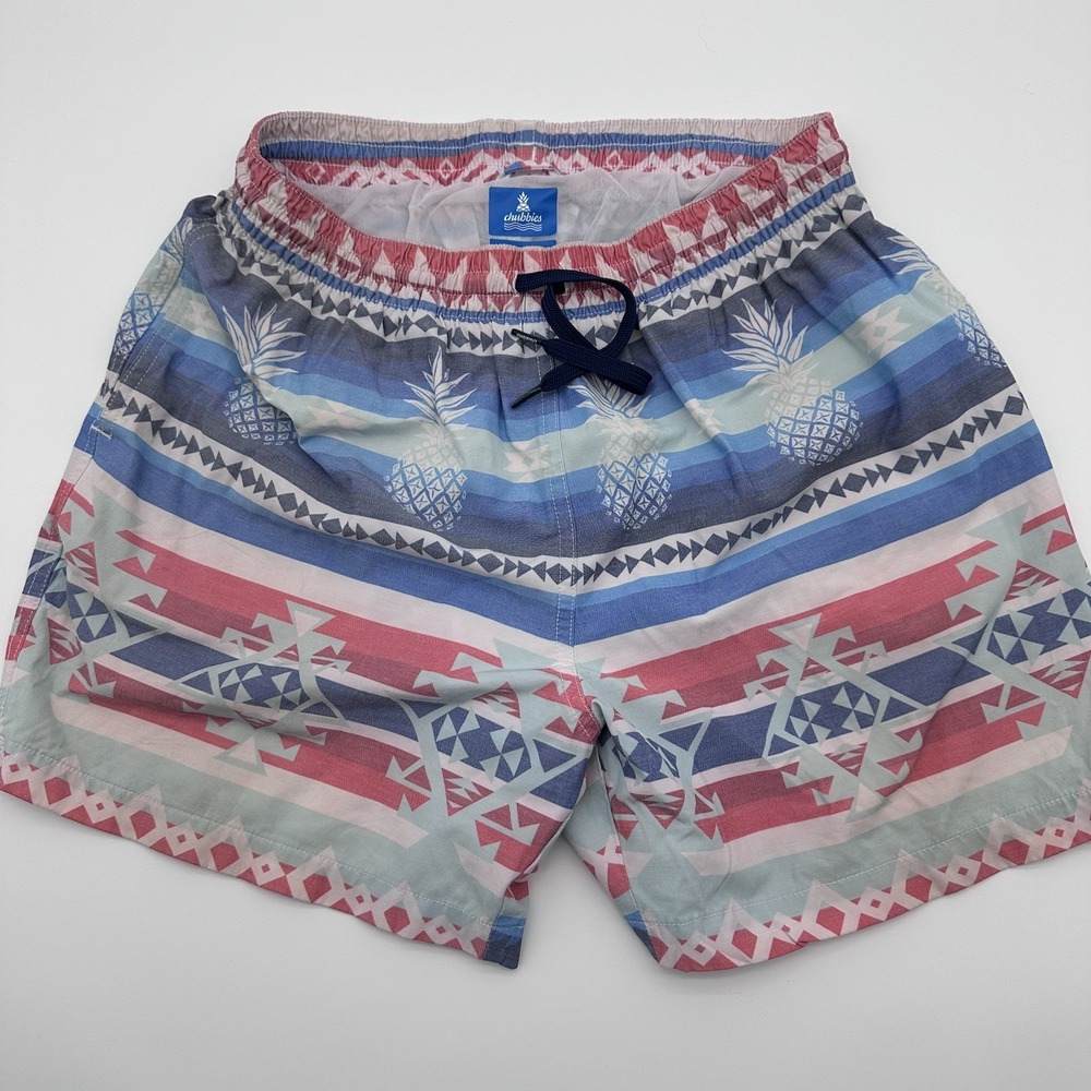Chubbies The Aztec Pineapple Swim Trunks Mens Sz Medium 5.5" Mesh Lined Pockets